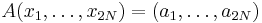  A(x_1,\ldots,x_{2N})=(a_1,\ldots,a_{2N}) 