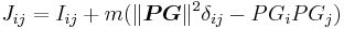 J_{ij}=I_{ij} %2B m(\|\boldsymbol{PG}\|^2 \delta_{ij}-PG_iPG_j)\!