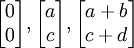 \begin{bmatrix} 0 \\ 0  \end{bmatrix}, \begin{bmatrix} a \\ c \end{bmatrix}, \begin{bmatrix} a%2Bb \\ c%2Bd \end{bmatrix}