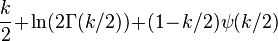 \frac{k}{2}\!%2B\!\ln(2\Gamma(k/2))\!%2B\!(1\!-\!k/2)\psi(k/2)