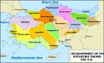 Map of Byzantine Empire showing the themes in circa 950