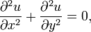  \frac{\part^2 u}{\partial x^2} %2B \frac{\part^2 u}{\partial y^2}=0,\, 