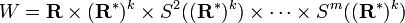 W={\mathbf  R}\times ({\mathbf  R}^{*})^{k}\times S^{2}(({\mathbf  R}^{*})^{k})\times \cdots \times S^{{m}}(({\mathbf  R}^{*})^{k})