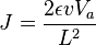 J={\frac  {2{\epsilon }{v}{V_{a}}}{{L}^{2}}}