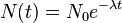 N(t)=N_{0}e^{{-\lambda t}}