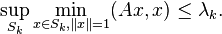 \sup _{{S_{k}}}\min _{{x\in S_{k},\|x\|=1}}(Ax,x)\leq \lambda _{k}.