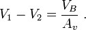 V_{1}-V_{2}={\frac  {V_{B}}{A_{v}}}\ .