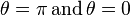 \theta =\pi \,{\text{and}}\,\theta =0