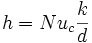 h=Nu_{c}{\frac  {k}{d}}