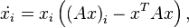 {\dot  {x_{i}}}=x_{i}\left(\left(Ax\right)_{i}-x^{T}Ax\right),