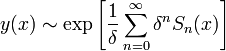 y(x)\sim \exp \left[{\frac  {1}{\delta }}\sum _{{n=0}}^{{\infty }}\delta ^{n}S_{n}(x)\right]