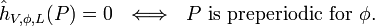 {\hat  h}_{{V,\phi ,L}}(P)=0~~\Longleftrightarrow ~~P~{{\rm {is~preperiodic~for~}}}\phi .