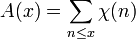 A(x)=\sum _{{n\leq x}}\chi (n)