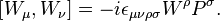 \left[W_{{\mu }},W_{{\nu }}\right]=-i\epsilon _{{\mu \nu \rho \sigma }}W^{{\rho }}P^{{\sigma }}.