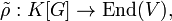 {\tilde  {\rho }}:K[G]\rightarrow {\mbox{End}}(V),