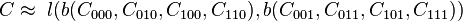 C\approx \ l(b(C_{{000}},C_{{010}},C_{{100}},C_{{110}}),b(C_{{001}},C_{{011}},C_{{101}},C_{{111}}))