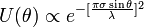 U(\theta )\propto e^{{-[{\frac  {\pi \sigma \sin \theta }{\lambda }}]^{2}}}