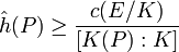 {\hat  h}(P)\geq {\frac  {c(E/K)}{[K(P):K]}}