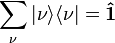 \sum _{\nu }|\nu \rangle \langle \nu |={\mathbf  {{\hat  1}}}