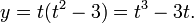 y=t(t^{2}-3)=t^{3}-3t.\,