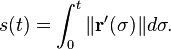 s(t)=\int _{0}^{t}\|{\mathbf  {r}}'(\sigma )\|d\sigma .