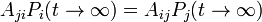 A_{{ji}}P_{{i}}(t\rightarrow \infty )=A_{{ij}}P_{{j}}(t\rightarrow \infty )