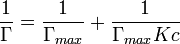 {\frac  {1}{\Gamma }}={\frac  {1}{\Gamma _{{max}}}}+{\frac  {1}{\Gamma _{{max}}Kc}}