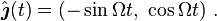 {\hat  {{\boldsymbol  {\jmath }}}}(t)=(-\sin \Omega t,\ \cos \Omega t)\ .