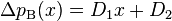 \Delta p_{{{\text{B}}}}(x)=D_{1}x+D_{2}