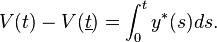 V(t)-V(\underline {t})=\int _{{0}}^{{t}}y^{{\ast }}(s)ds.