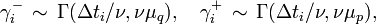 \gamma _{i}^{{-}}\,\sim \,\Gamma (\Delta t_{i}/\nu ,\nu \mu _{q}),\quad \gamma _{i}^{{+}}\,\sim \,\Gamma (\Delta t_{i}/\nu ,\nu \mu _{p}),