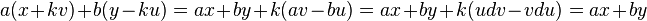 a(x+kv)+b(y-ku)=ax+by+k(av-bu)=ax+by+k(udv-vdu)=ax+by