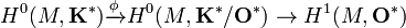 H^{0}(M,{\mathbf  {K}}^{*}){\xrightarrow  {\phi }}H^{0}(M,{\mathbf  {K}}^{*}/{\mathbf  {O}}^{*})\to H^{1}(M,{\mathbf  {O}}^{*})