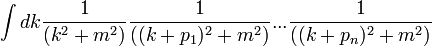 \int dk{1 \over (k^{2}+m^{2})}{1 \over ((k+p_{1})^{2}+m^{2})}...{1 \over ((k+p_{n})^{2}+m^{2})}