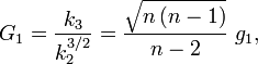 G_{1}={\frac  {k_{3}}{k_{2}^{{3/2}}}}={\frac  {{\sqrt  {n\,(n-1)}}}{n-2}}\;g_{1},