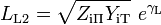 L_{{\mathrm  {L2}}}={\sqrt  {Z_{{\mathrm  {i\Pi }}}Y_{{\mathrm  {iT}}}}}\ e^{{\gamma _{{\mathrm  L}}}}