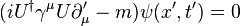 (iU^{\dagger }\gamma ^{\mu }U\partial _{\mu }^{\prime }-m)\psi (x^{\prime },t^{\prime })=0