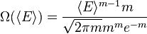 \Omega (\langle E\rangle )={\frac  {\langle E\rangle ^{{m-1}}m}{{\sqrt  {2\pi m}}m^{m}e^{{-m}}}}