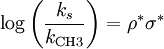 \log \left({\frac  {k_{s}}{k_{{{\text{CH3}}}}}}\right)=\rho ^{*}\sigma ^{*}