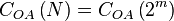 C_{{OA}}\left(N\right)=C_{{OA}}\left(2^{m}\right)