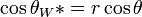 \cos {\theta }_{W}*=r\cos {\theta }