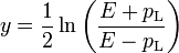 y={\frac  {1}{2}}\ln \left({\frac  {E+p_{{\text{L}}}}{E-p_{{\text{L}}}}}\right)