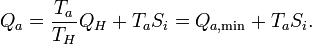 Q_{a}={\frac  {T_{a}}{T_{H}}}Q_{H}+T_{a}S_{i}=Q_{{a,{\mathrm  {min}}}}+T_{a}S_{i}.