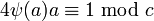 4\psi (a)a\equiv 1\ {\text{mod}}\ c