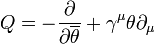 Q=-{\frac  {\partial }{\partial \overline {\theta }}}+\gamma ^{\mu }\theta \partial _{\mu }