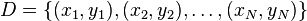 D=\{(x_{1},y_{1}),(x_{2},y_{2}),\ldots ,(x_{N},y_{N})\}