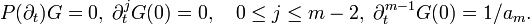 P(\partial _{t})G=0,\;\partial _{t}^{j}G(0)=0,\quad 0\leq j\leq m-2,\;\partial _{t}^{{m-1}}G(0)=1/a_{m}.