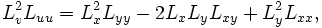 L_{v}^{2}L_{{uu}}=L_{x}^{2}L_{{yy}}-2L_{x}L_{y}L_{{xy}}+L_{y}^{2}L_{{xx}},