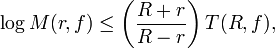 \log M(r,f)\leq \left({\dfrac  {R+r}{R-r}}\right)T(R,f),\,