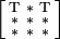 {\Bigl [}{\begin{smallmatrix}{\mathrm  {T}}&{\mathrm  {*}}&{\mathrm  {T}}\\{\mathrm  {*}}&{\mathrm  {*}}&{\mathrm  {*}}\\{\mathrm  {*}}&{\mathrm  {*}}&{\mathrm  {*}}\end{smallmatrix}}{\Bigr ]}